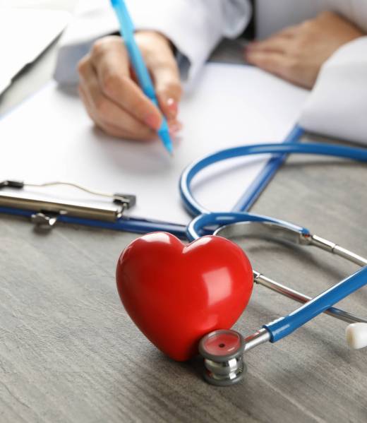 Medical concept with doctor, stethoscope and heart